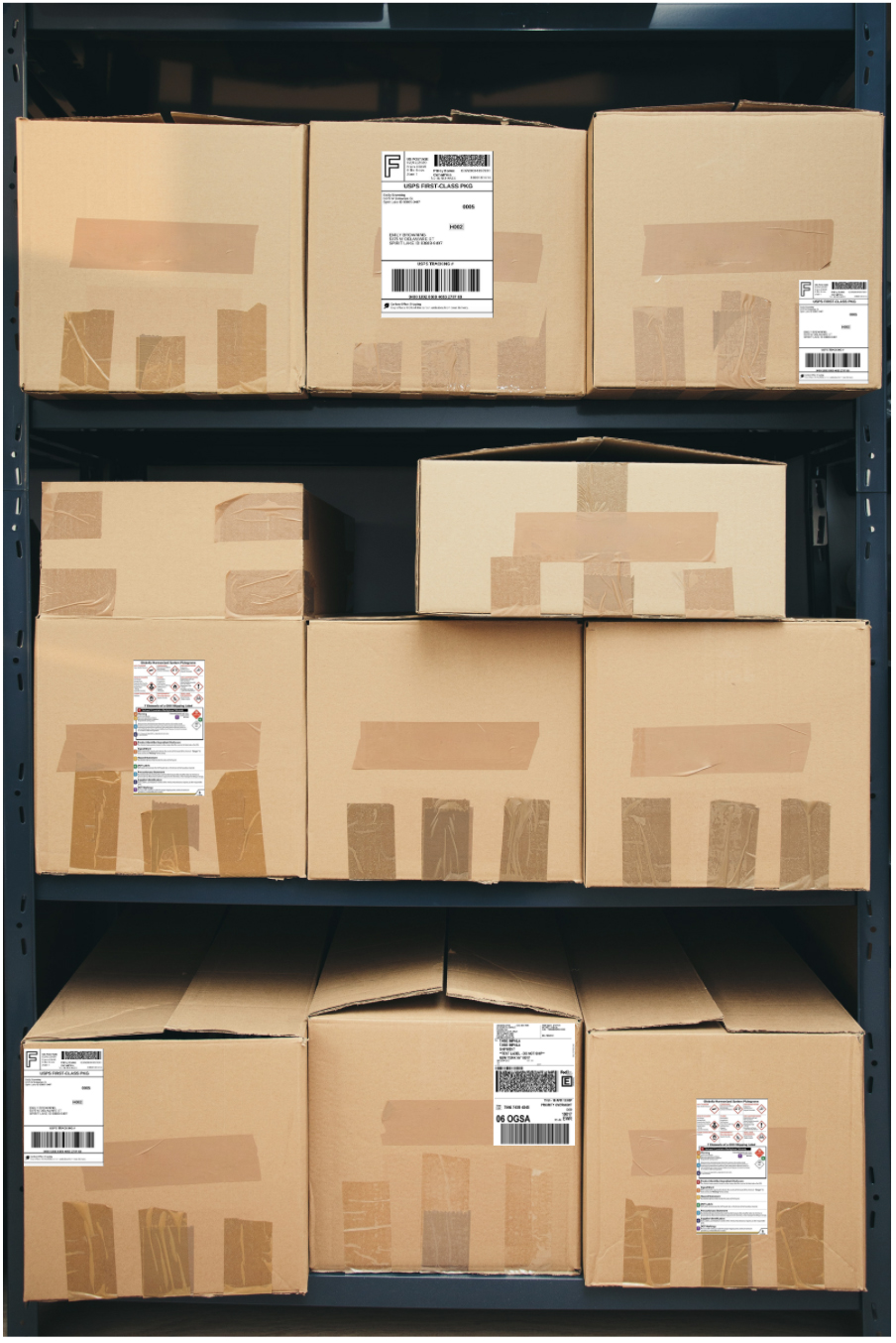 Parcels with BOUNTE Parcel Tracking Labels